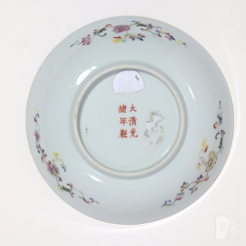 清晚期-民国 粉彩八吉祥纹盘 - 图2